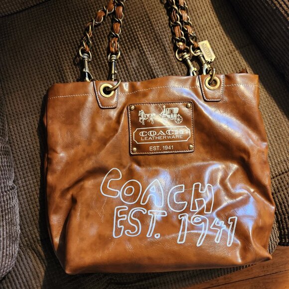 COACH Brown Tote Rare Awesome Piece - Picture 2 of 6